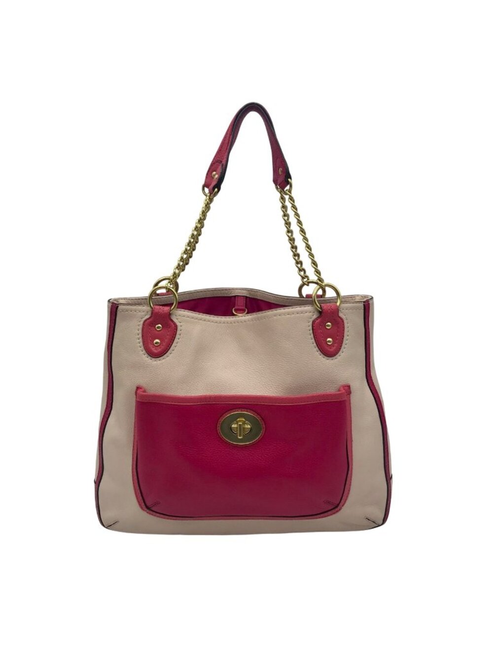 Coach Color-Block Poppy Pebbled Leather Tote Bag- 24082